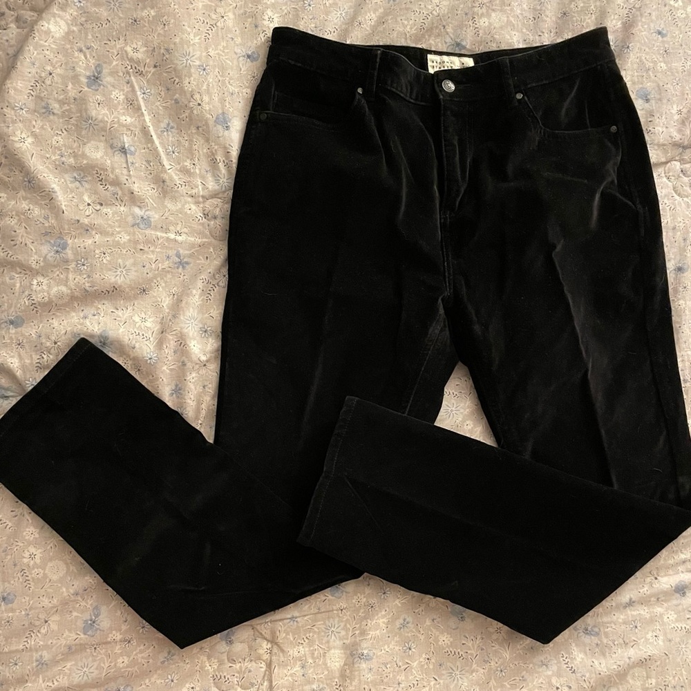 Kate Spade ♠️ Black Velvet Velveteen Stretch Pants New!  Size 30/ Ladies 10
